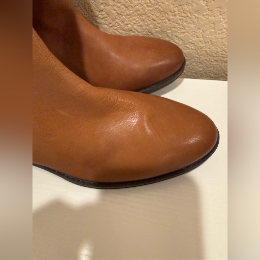 Sam Edelman Penny Whiskey Leather Tall Equestrian Back Zip Riding Boots - Picture 9 of 16